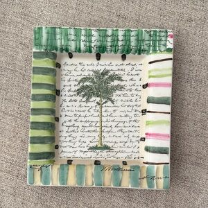 Euc John Derian Tropical Palm Tree Dish Tray 7.5" x 6.5"